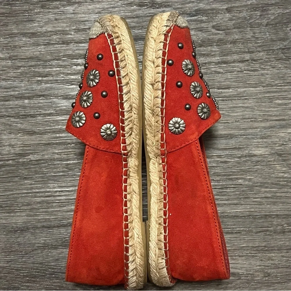 The Kooples Daisy Espadrilles, red, studded, size 37 / 6.5US